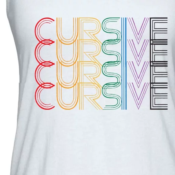 Cursive Rainbow Ladies Essential Flowy Tank