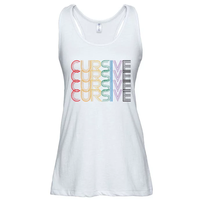 Cursive Rainbow Ladies Essential Flowy Tank