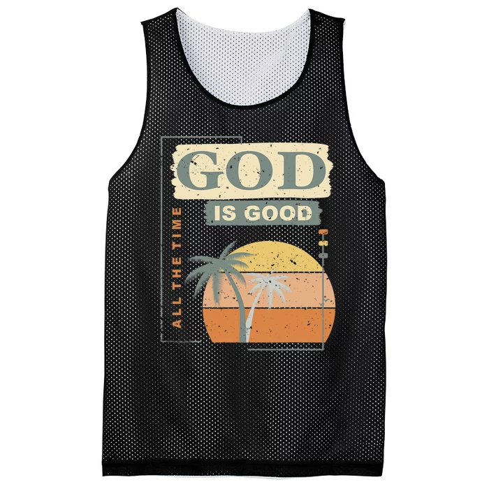 Cool Retro Christian Saying God Is Good All The Time Mesh Reversible Basketball Jersey Tank