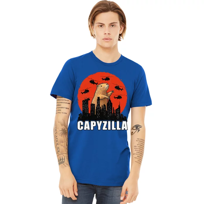 Capybara Retro Capybara Rodent Capyzilla Premium T-Shirt