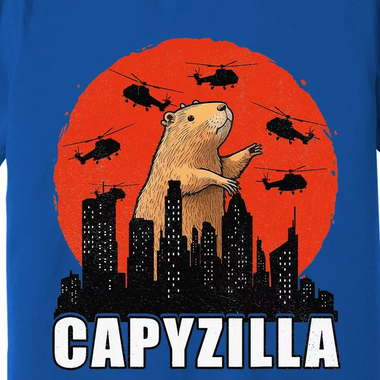 Capybara Retro Capybara Rodent Capyzilla Premium T-Shirt