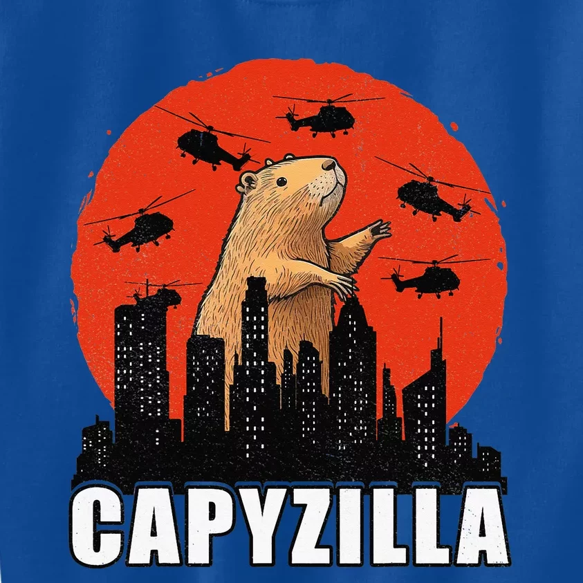 Capybara Retro Capybara Rodent Capyzilla Kids Sweatshirt