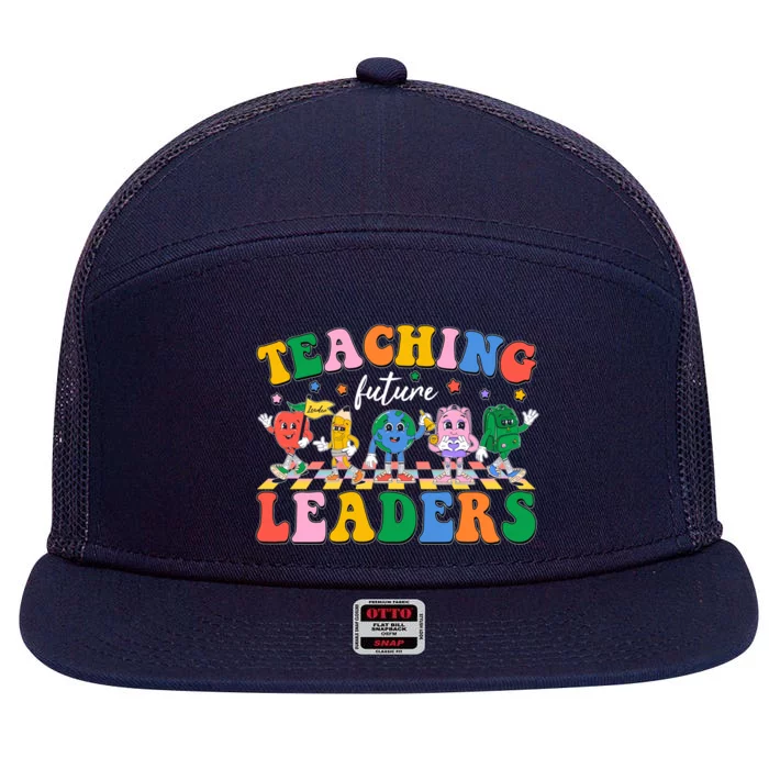 Cute Retro Cartoon Teaching Future Leaders 7 Panel Mesh Trucker Snapback Hat