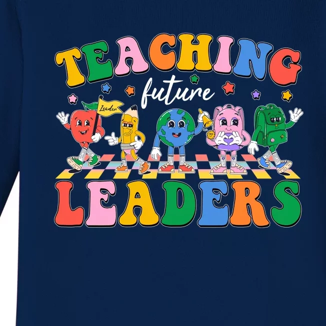 Cute Retro Cartoon Teaching Future Leaders Baby Long Sleeve Bodysuit