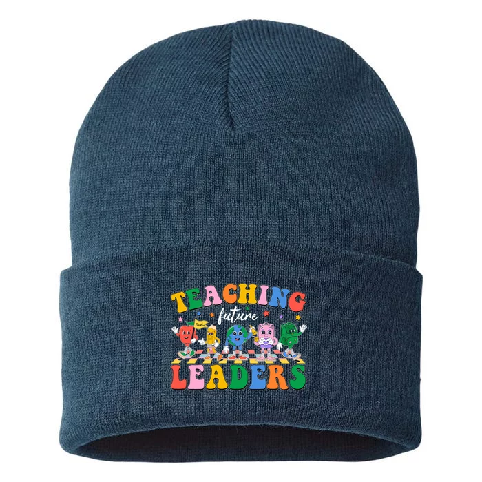 Cute Retro Cartoon Teaching Future Leaders Sustainable Knit Beanie