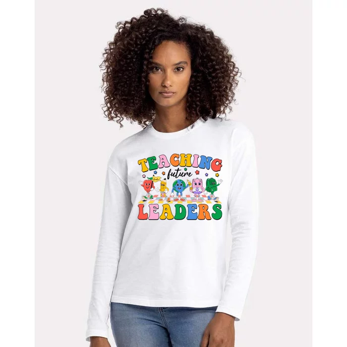 Cute Retro Cartoon Teaching Future Leaders Womens Cotton Relaxed Long Sleeve T-Shirt