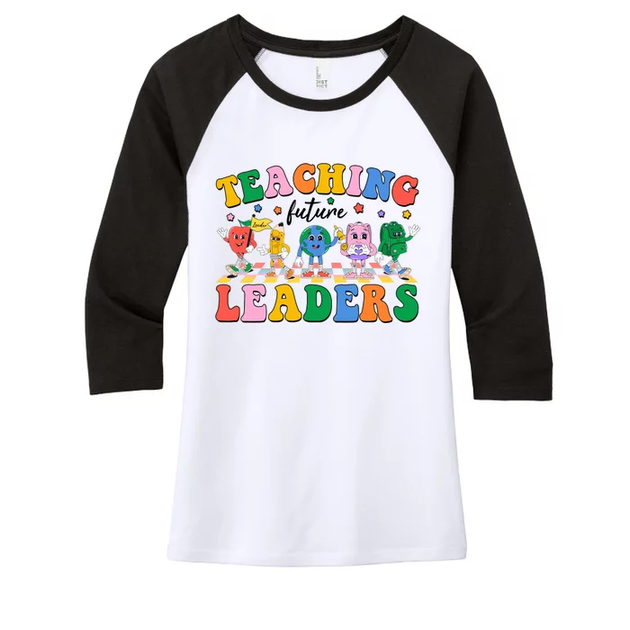 Cute Retro Cartoon Teaching Future Leaders Women's Tri-Blend 3/4-Sleeve Raglan Shirt