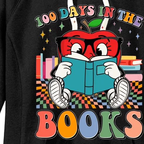 Cute Retro Cartoon Apple 100 Days Of Books Women's Fleece Hoodie