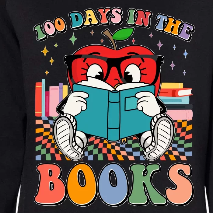 Cute Retro Cartoon Apple 100 Days Of Books Womens California Wash Sweatshirt