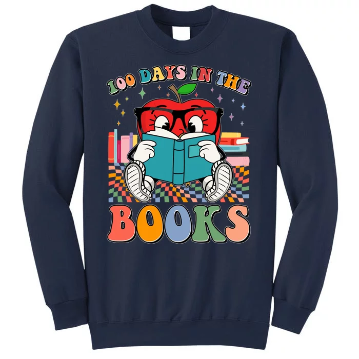 Cute Retro Cartoon Apple 100 Days Of Books Sweatshirt