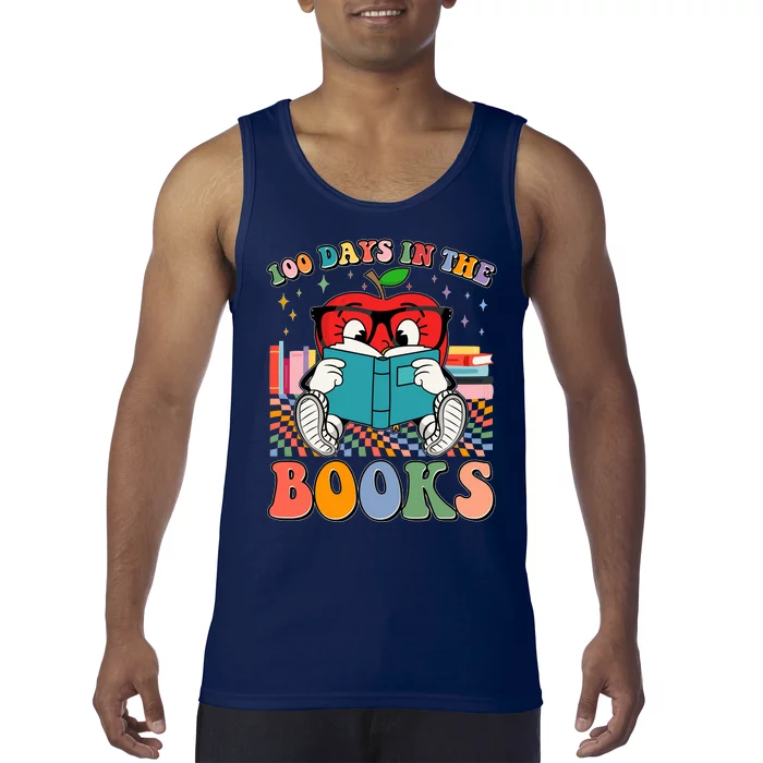 Cute Retro Cartoon Apple 100 Days Of Books Tank Top