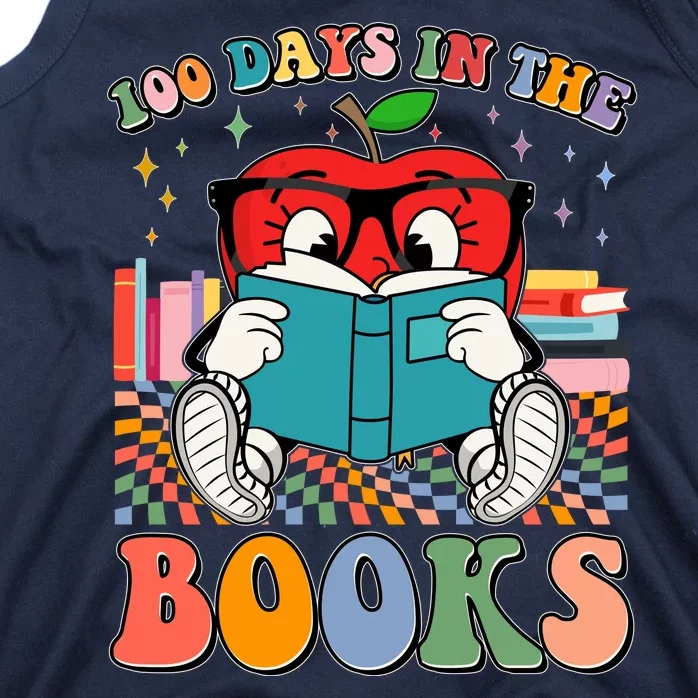 Cute Retro Cartoon Apple 100 Days Of Books Tank Top