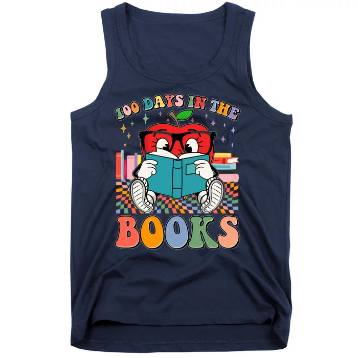 Cute Retro Cartoon Apple 100 Days Of Books Tank Top