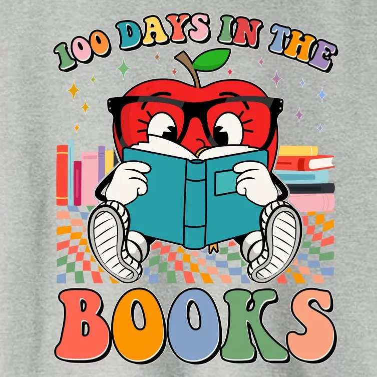 Cute Retro Cartoon Apple 100 Days Of Books Women's Crop Top Tee