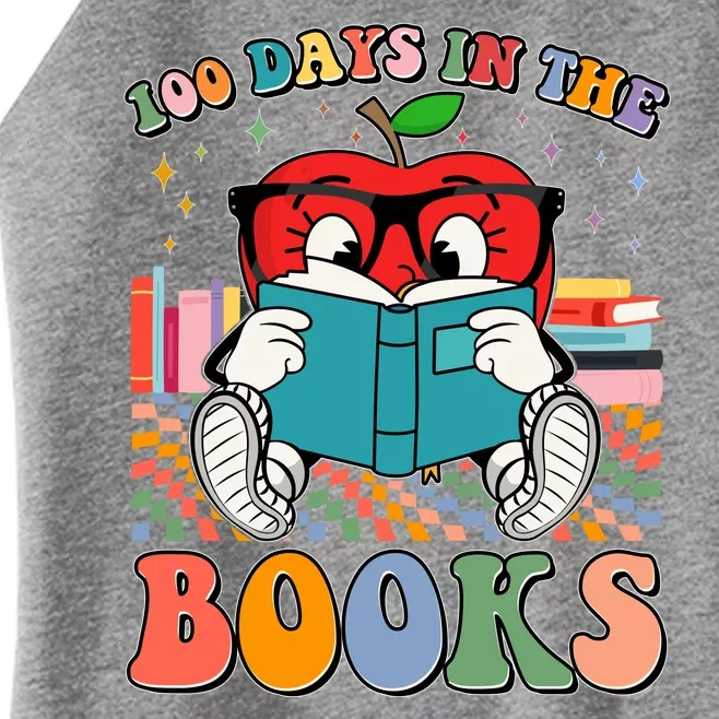 Cute Retro Cartoon Apple 100 Days Of Books Women’s Perfect Tri Rocker Tank