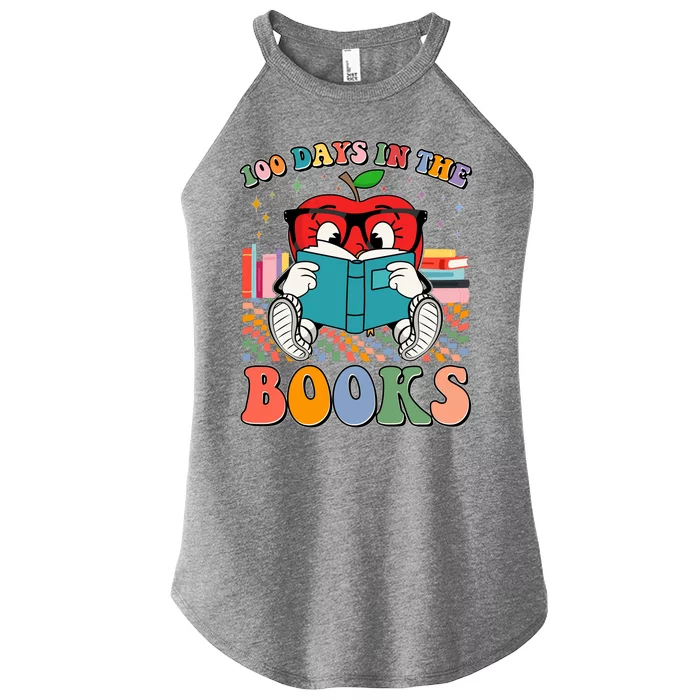 Cute Retro Cartoon Apple 100 Days Of Books Women’s Perfect Tri Rocker Tank