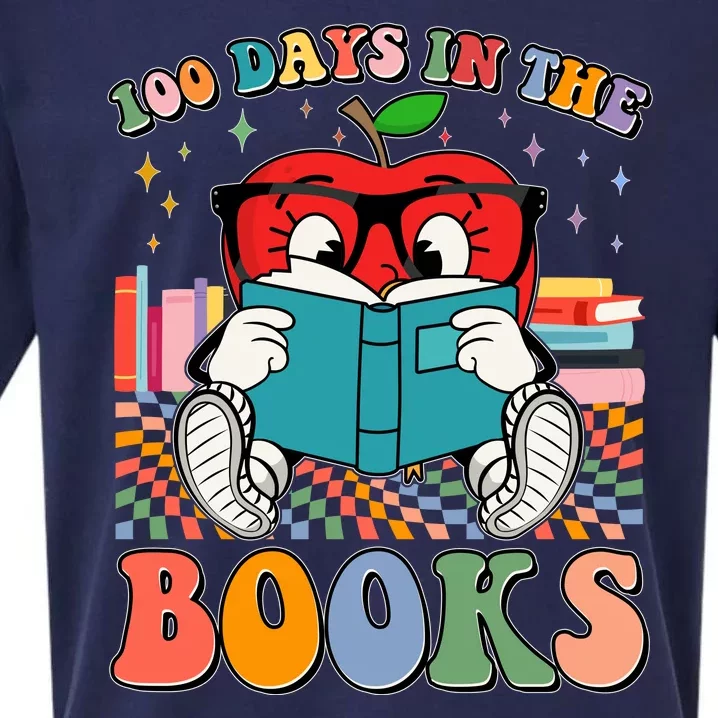 Cute Retro Cartoon Apple 100 Days Of Books Sueded Cloud Jersey T-Shirt