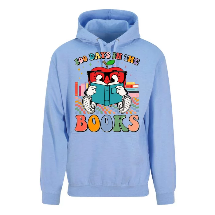 Cute Retro Cartoon Apple 100 Days Of Books Unisex Surf Hoodie