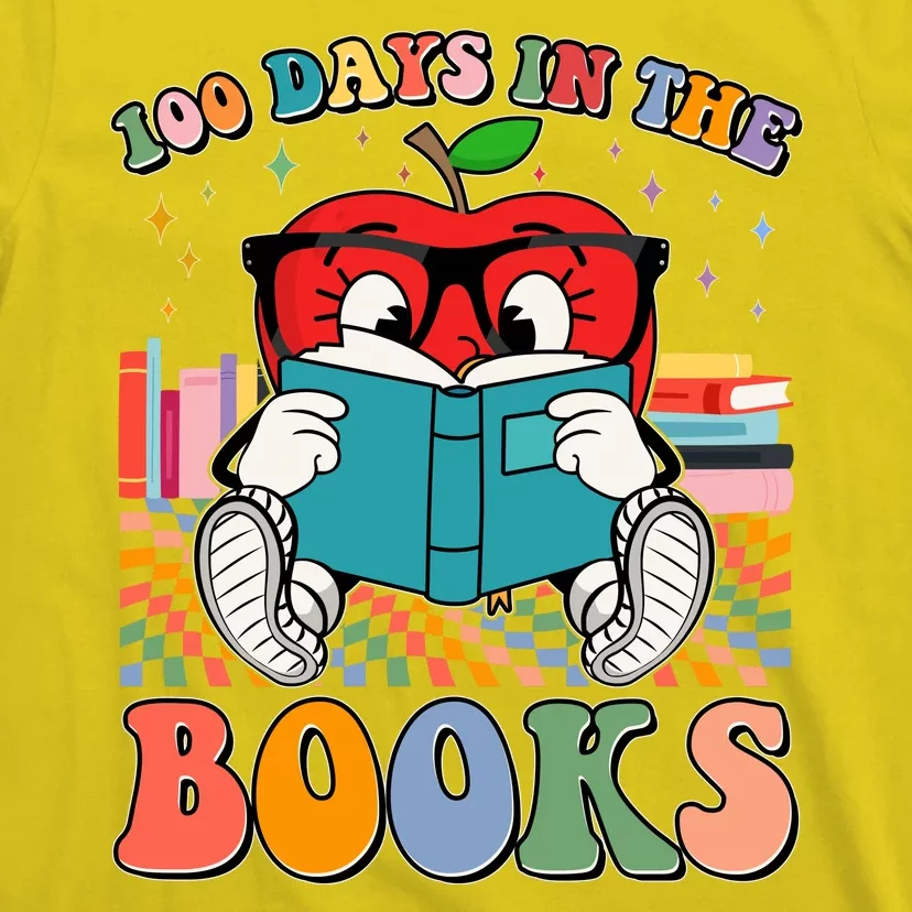 Cute Retro Cartoon Apple 100 Days Of Books T-Shirt