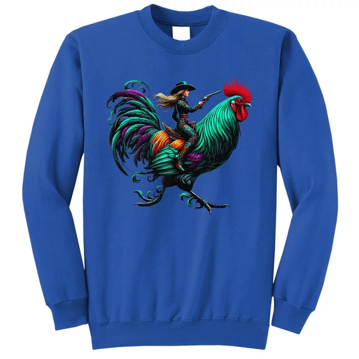 Cow Riding Chicken Tall Sweatshirt