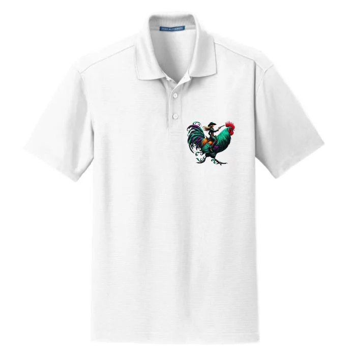 Cow Riding Chicken Dry Zone Grid Performance Polo