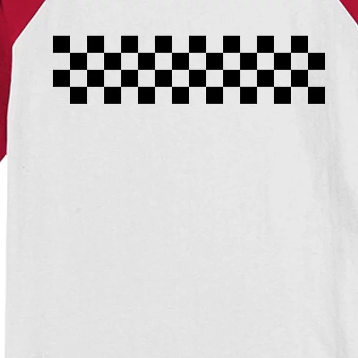 Car Racing Checkered Finish Line Flag Automobile Motor Race Gift Kids Colorblock Raglan Jersey