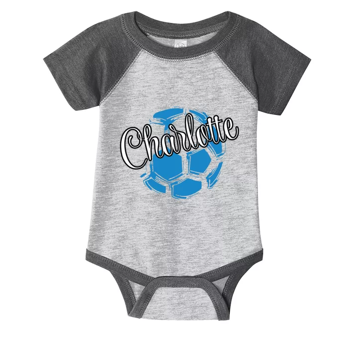 Cool Retro Charlotte Soccer Ball Infant Baby Jersey Bodysuit