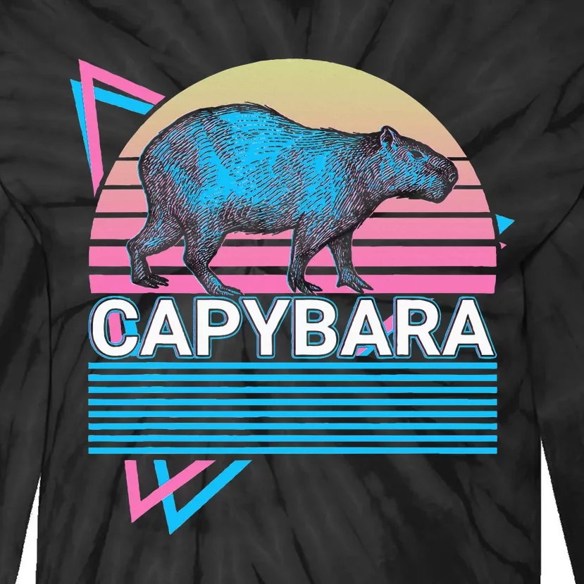 Capybara Retro Tie-Dye Long Sleeve Shirt