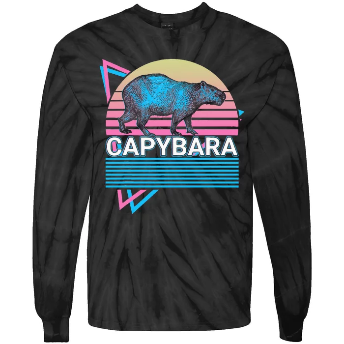 Capybara Retro Tie-Dye Long Sleeve Shirt