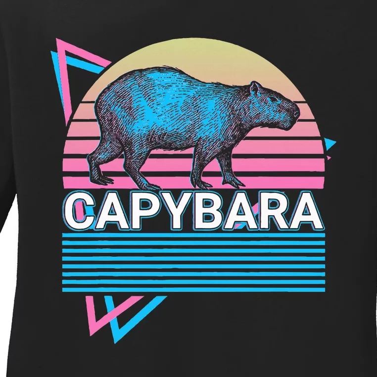 Capybara Retro Ladies Long Sleeve Shirt