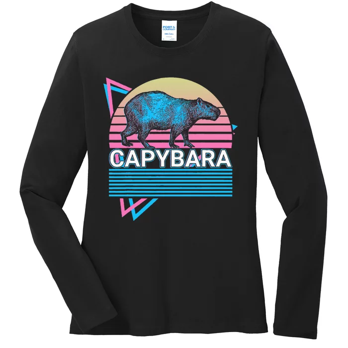 Capybara Retro Ladies Long Sleeve Shirt