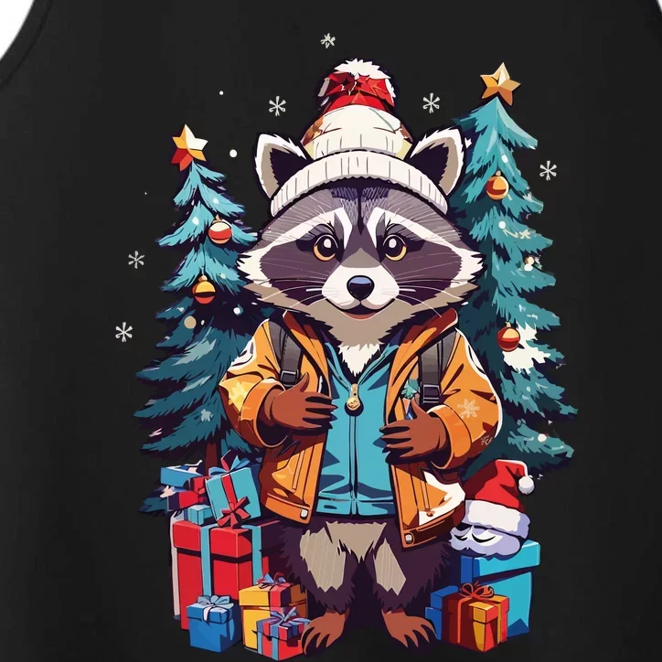 Christmas Raccoon Performance Tank