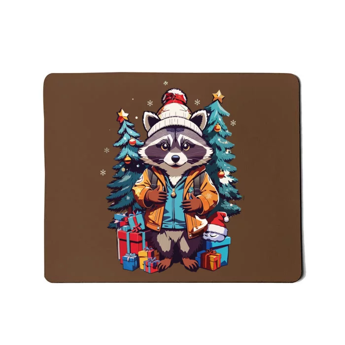 Christmas Raccoon Mousepad