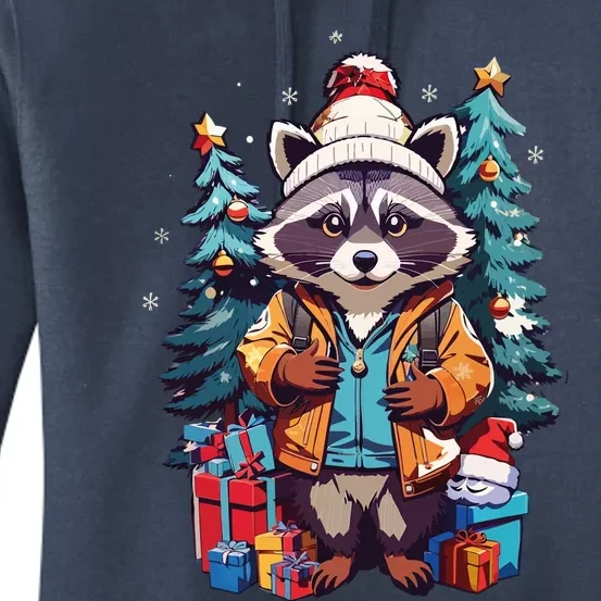 Christmas Raccoon Women's Pullover Hoodie