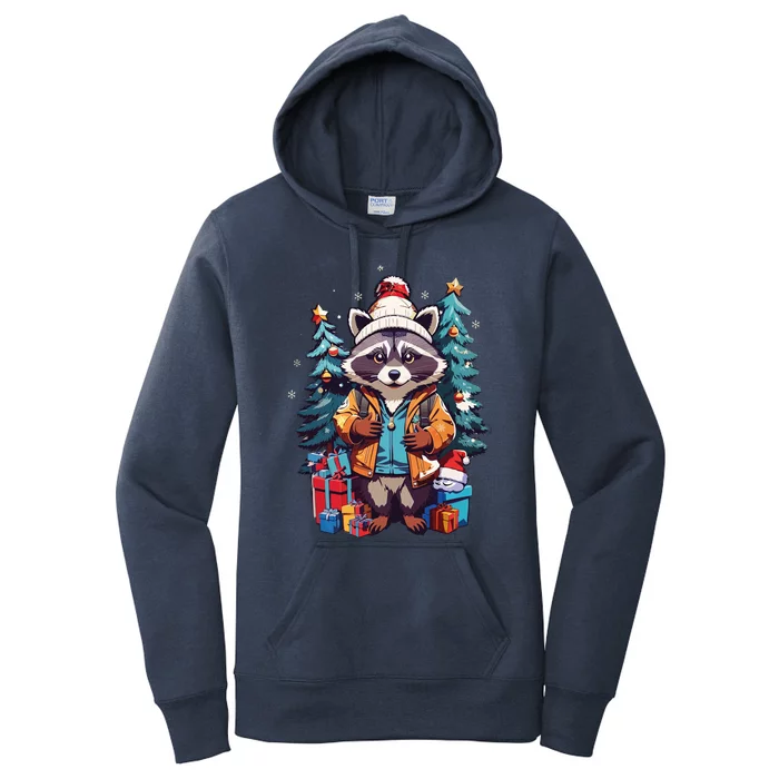 Christmas Raccoon Women's Pullover Hoodie