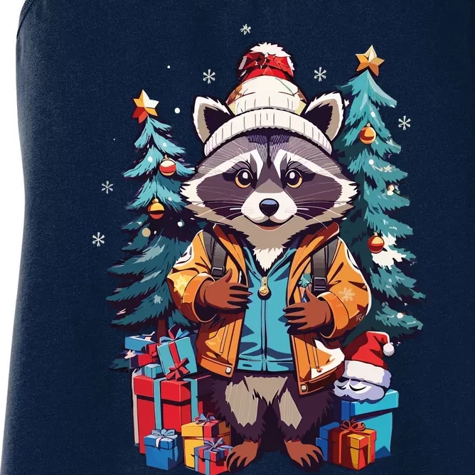 Christmas Raccoon Women's Racerback Tank