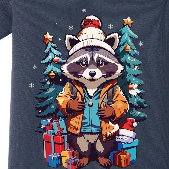 Christmas Raccoon Baby Bodysuit