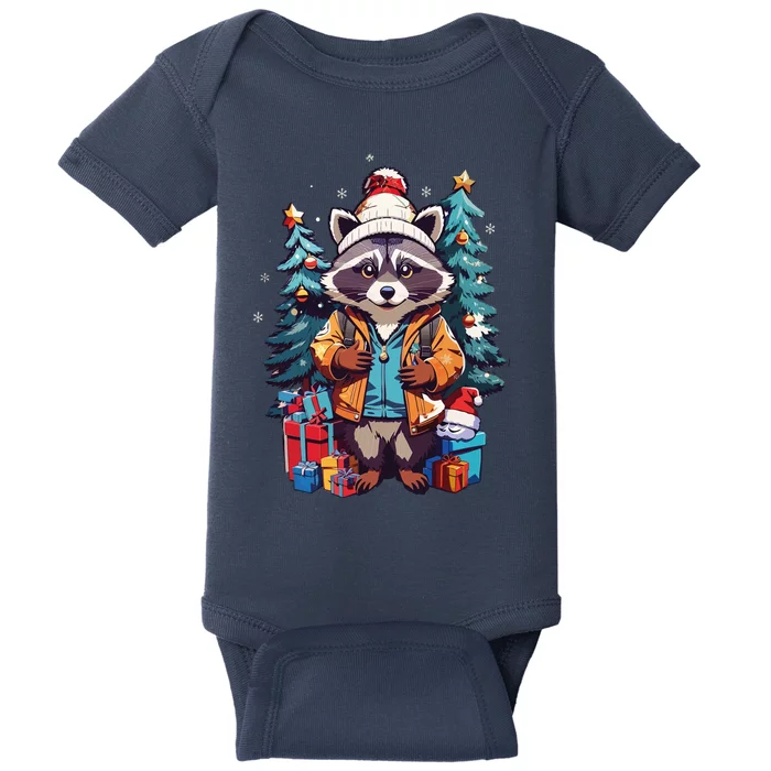 Christmas Raccoon Baby Bodysuit