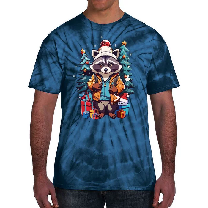 Christmas Raccoon Tie-Dye T-Shirt