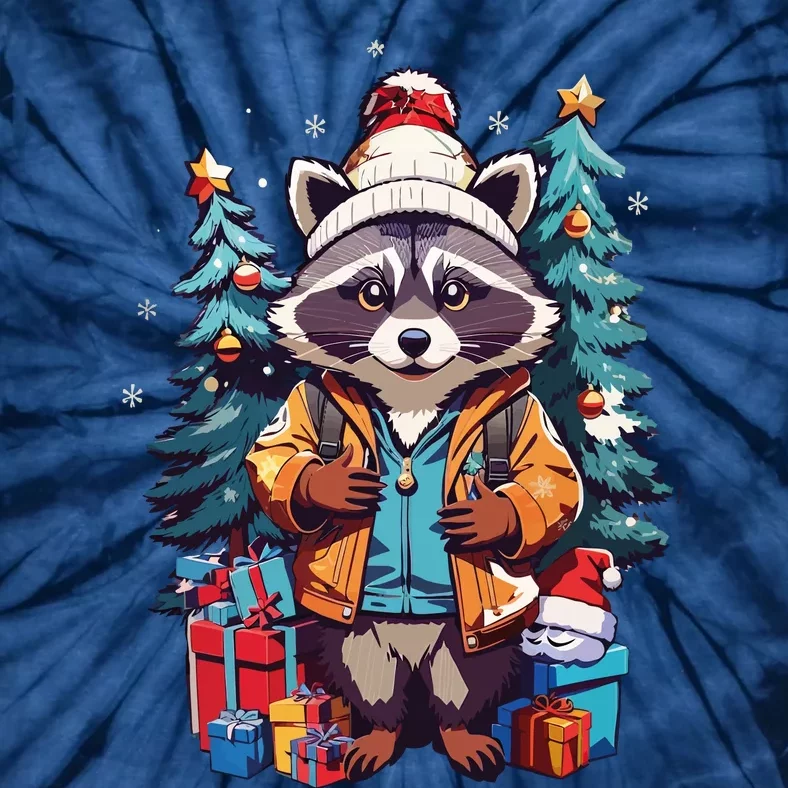 Christmas Raccoon Tie-Dye T-Shirt