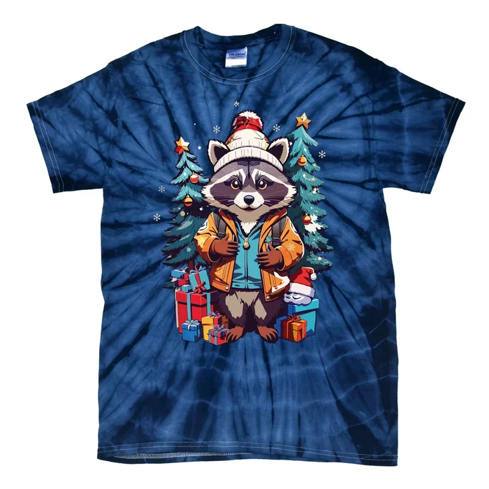 Christmas Raccoon Tie-Dye T-Shirt