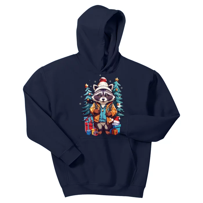 Christmas Raccoon Kids Hoodie