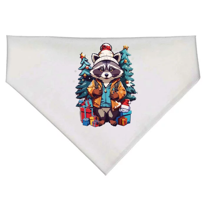 Christmas Raccoon USA-Made Doggie Bandana