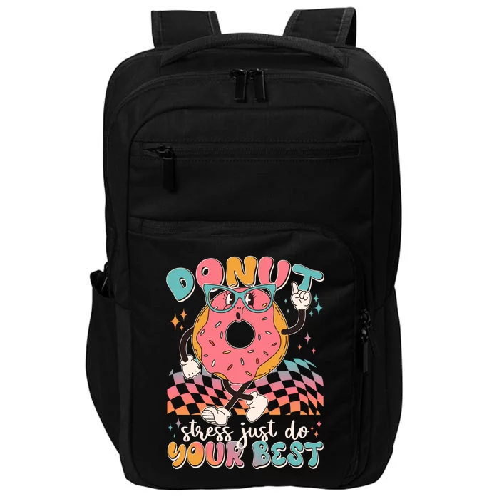 Cute Retro Cartoon Donut Stress Just Do Your Best Impact Tech Backpack