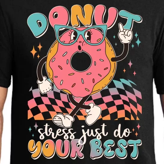 Cute Retro Cartoon Donut Stress Just Do Your Best Pajama Set