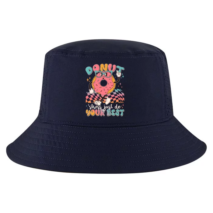 Cute Retro Cartoon Donut Stress Just Do Your Best Cool Comfort Performance Bucket Hat