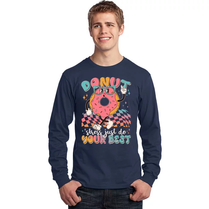 Cute Retro Cartoon Donut Stress Just Do Your Best Tall Long Sleeve T-Shirt