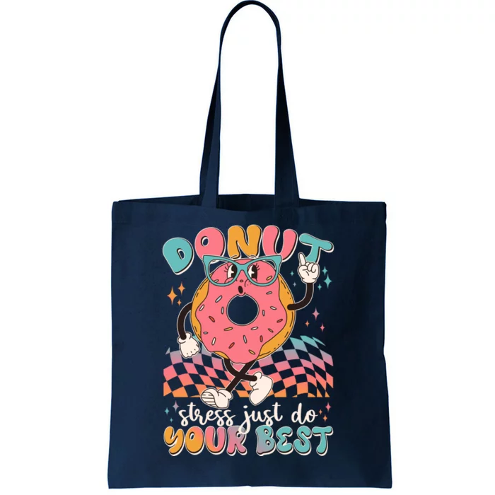 Cute Retro Cartoon Donut Stress Just Do Your Best Tote Bag