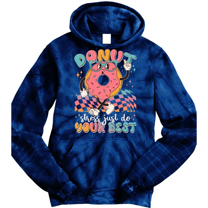 Cute Retro Cartoon Donut Stress Just Do Your Best Tie Dye Hoodie