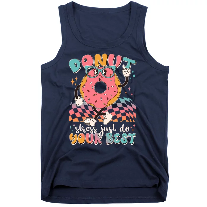 Cute Retro Cartoon Donut Stress Just Do Your Best Tank Top